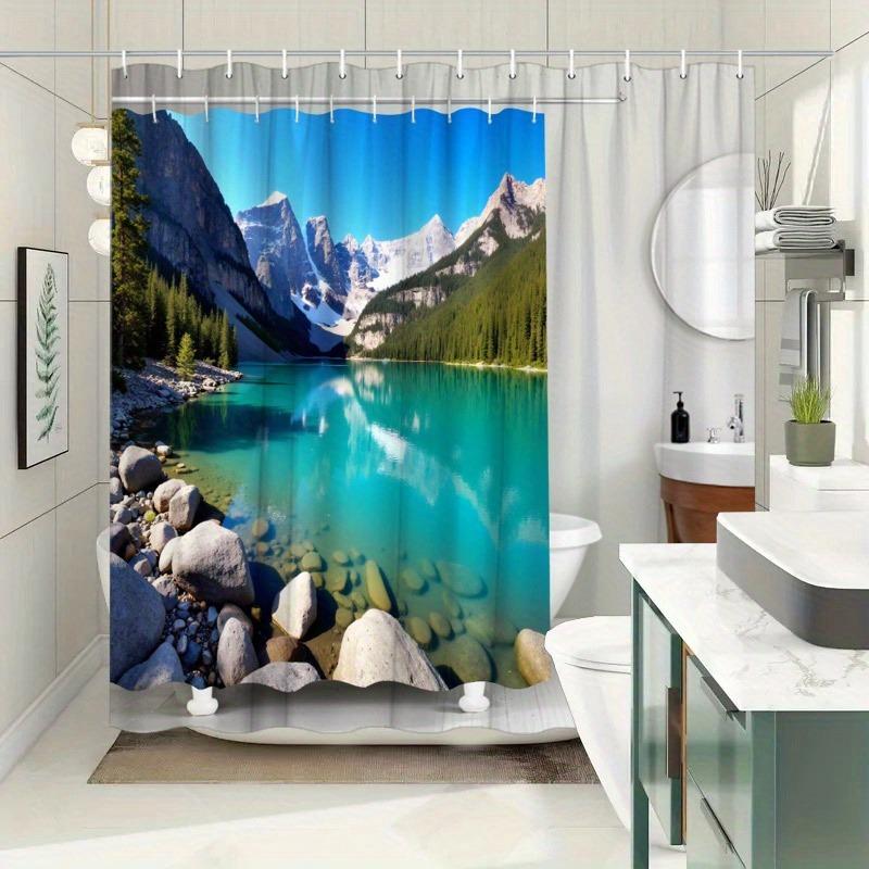 

Forest And Lake Scenery Shower Curtain Washable Dirt-Resistant Shower Head Waterproof Polyester Bath Curtain For Home Decor W60H190(CM)-1 Pcs