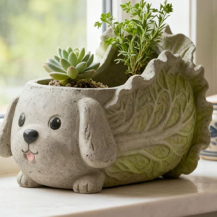 Easy Demold Silicone Mould for Handmade Succulent Planter Cabbage Dog Flower Pots Making Mold Jewelry Making Tool