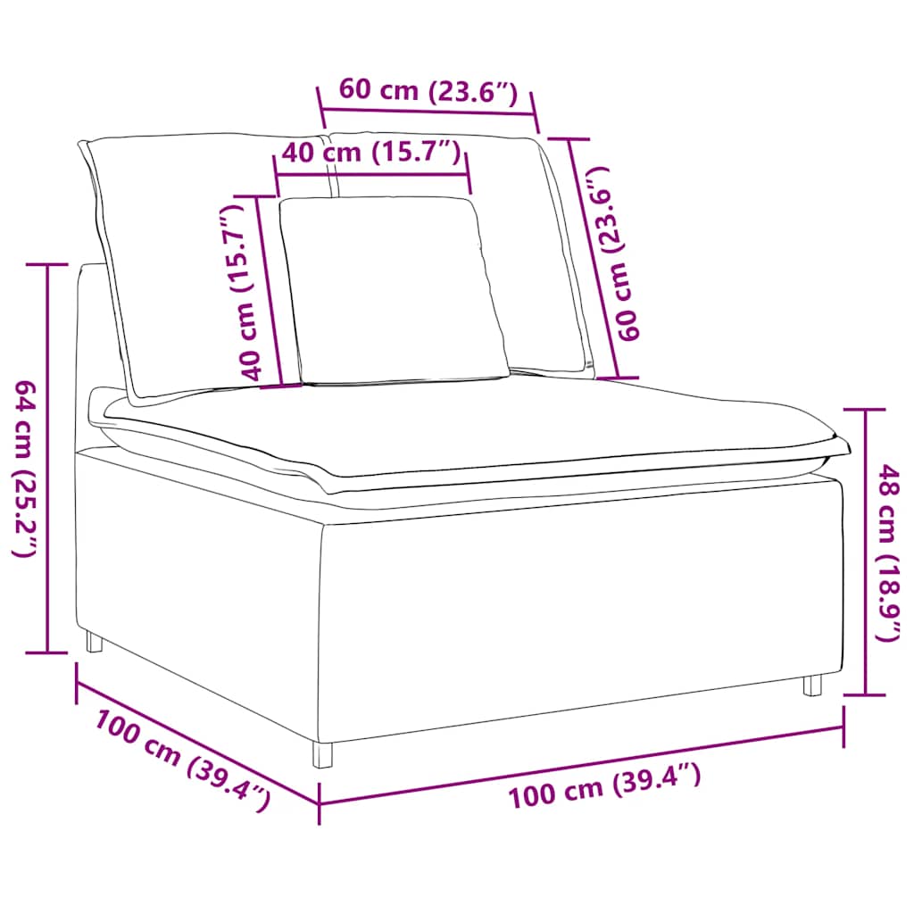 Modular Sofa Center Module with Cushions Black 100 Cm