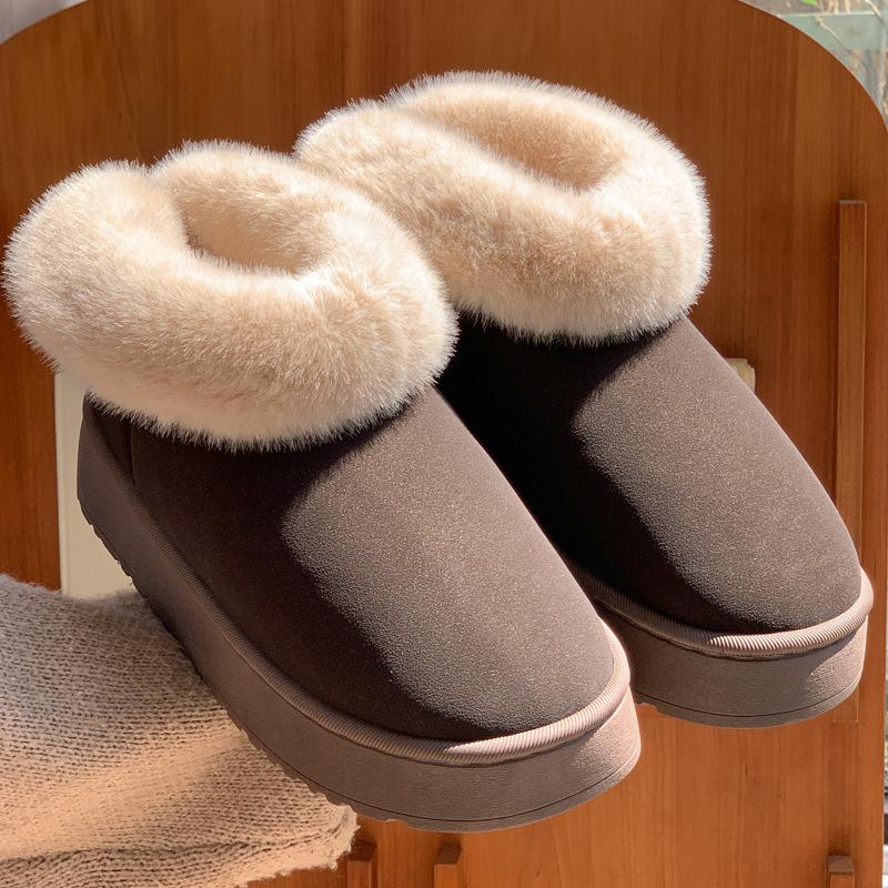 Women's Home Bootie Furry Slippers Warm Cozy Snow Boots with Fuzzy Plush Lined for Women Winter Non Slip House Shoes for Indoor Outdoor Short Boots