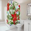 TU Christmas Shower Curtain Festive Holiday Decor Reversible Botanical Print Waterproof Bathroom Fabric Backdrop Xmas Party Supp