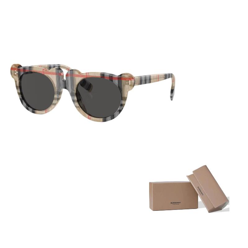 Burberry Check Graphic Print Acetate Oval-frame Irregular Sunglasses Kids Multicolor