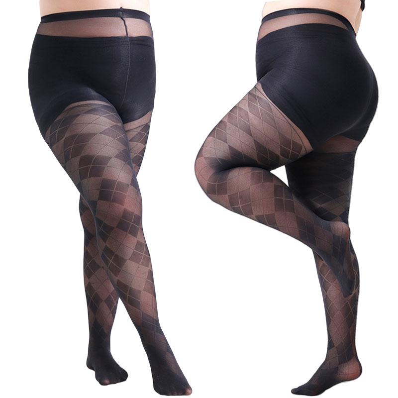 Yiran Sexy Lingerie Women's Plus Size Fashion Argyle Diamond Pattern Sheer Tights Classic Geometric Diamond Pattern Stretchy Silky Nylons Pantyhose Cm