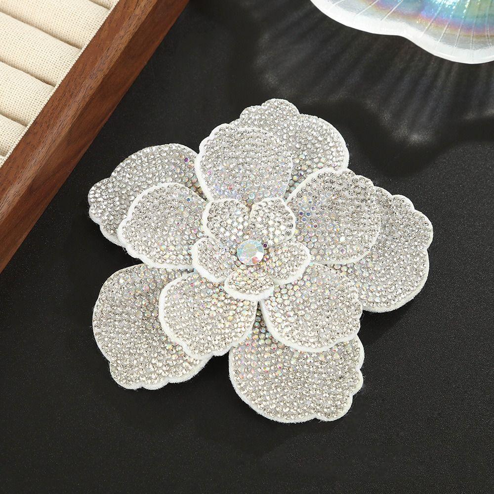 Three-dimensional Camellia Rhinestone Flower Patches DIY Craft Sewing Supplies Embellishment Rose Brooch Fabrics Sparkling