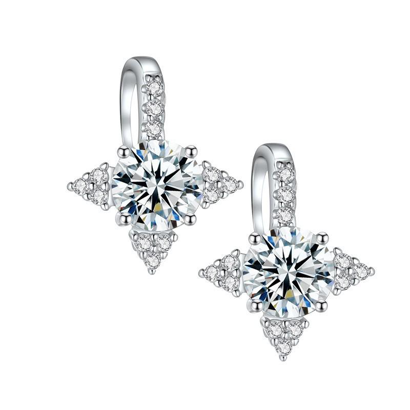 925 Sterlingsilber Moissanit Stern Ohrringe - Minimalistisch, Leichter Luxus, Super Funkelnde Ohrhaken für Damen