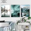 Aurora Lake Reflection Sheep Yak Animals Nature Scenery Canvas Painting Scandinavian Art Print Poster Wall Picture Home Decor