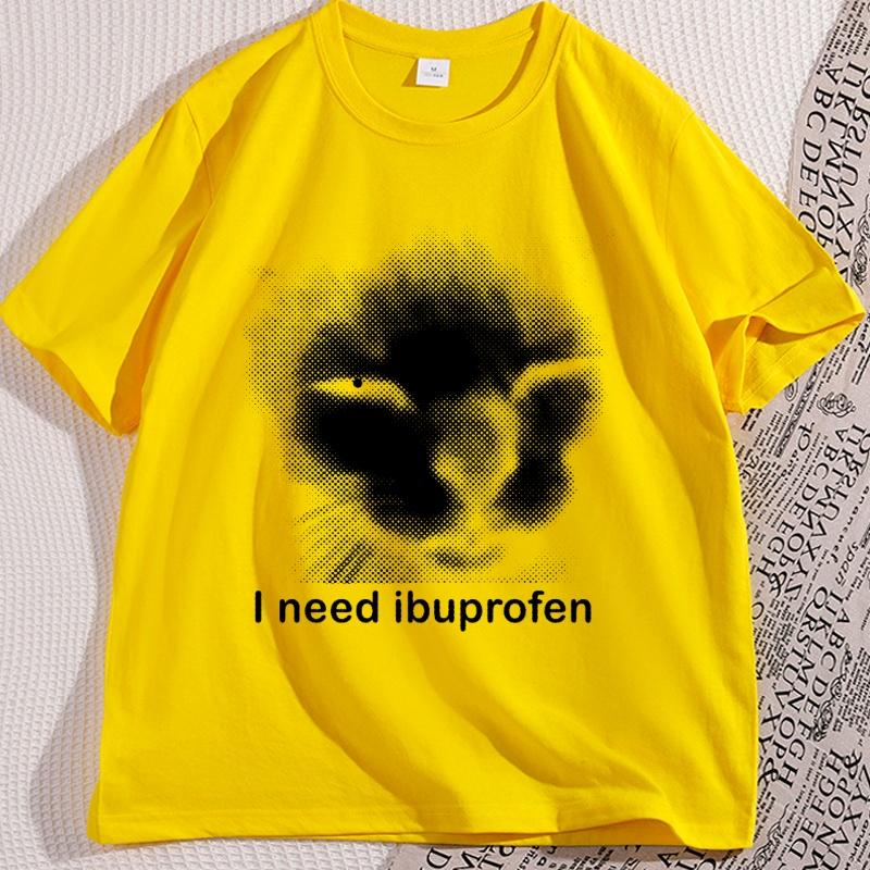 

I Need Ibuprofen Cat Tshirts for Women Cotton Caual Short Sleeve Funny Vintage Graphic Cat Tshirt Unisex Silly Kitten Tshirt 3XL