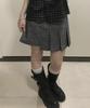 Place Studio Eyelet Point Tab Strap Pleated Layered Mini Skirt _2 Colors