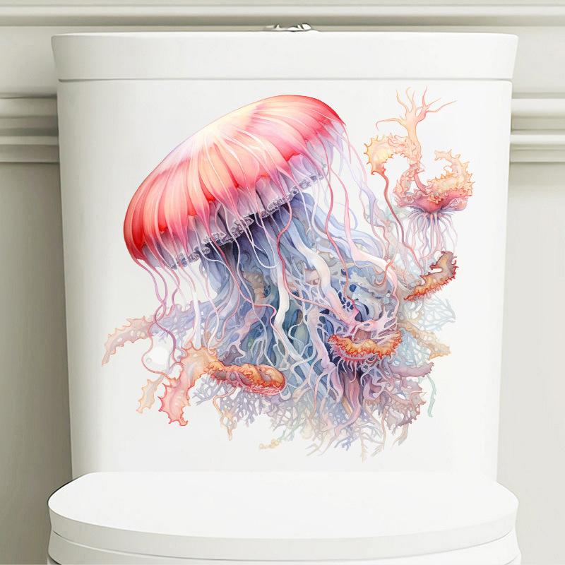 10 Styles Summer Seaside Vacation Wall Stickers Beach Sunset Stickers Toilet Stickers Self Adhesive Waterproof