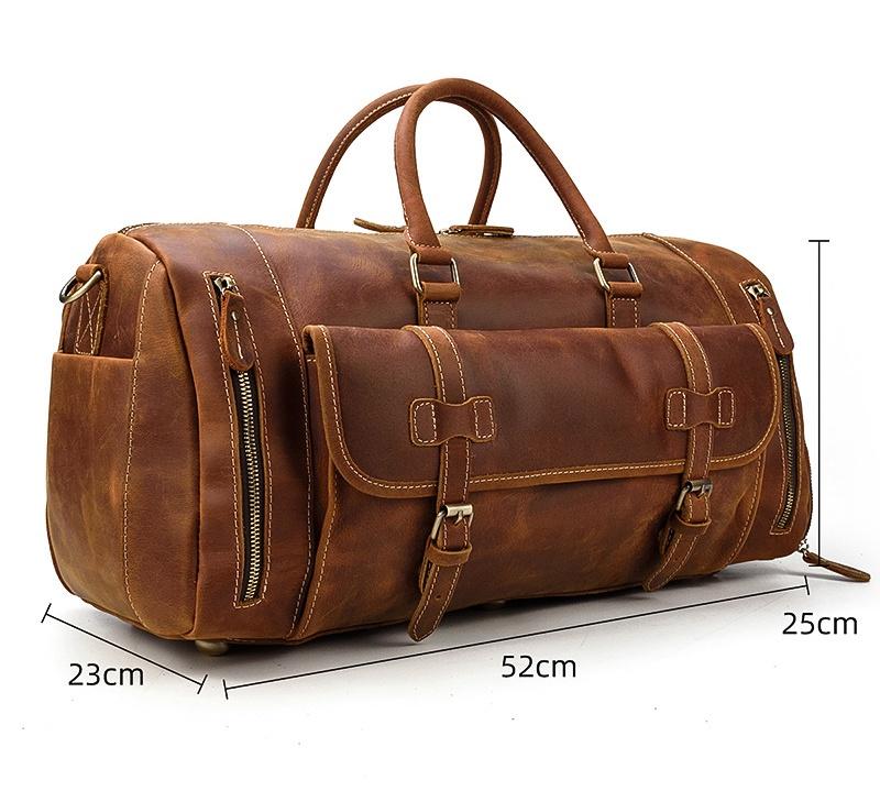 58cm Large Travel Bag 40l Genuine Leather Handbag For Trip Shoulder Bag Dual Use Travel Bag High Capacity With Shoe Compartment