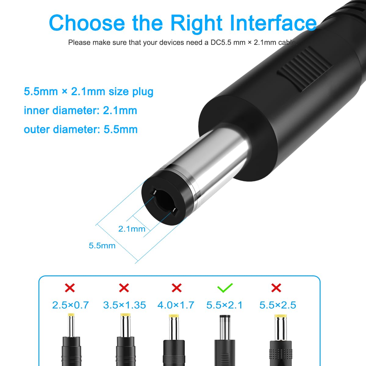 USB-кабель питания DC 3 фута, USB 2.0 тип A Male на DC 5.5 мм x 2.1 мм DC-разъем, 5.5 мм 2.1 мм 5V USB-шнур зарядного устройства, адаптер питания, провод для зарядки 1 м