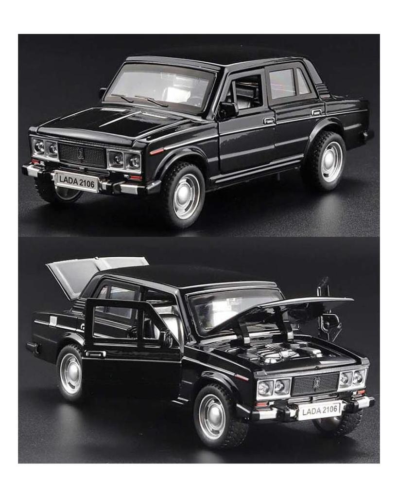 1/32 Scale LADA 2106 Diecast Car Model Toy, Pull Back Toy Vehicle with Sound and Light for Kids Toddler Boys Girls Gift Collection