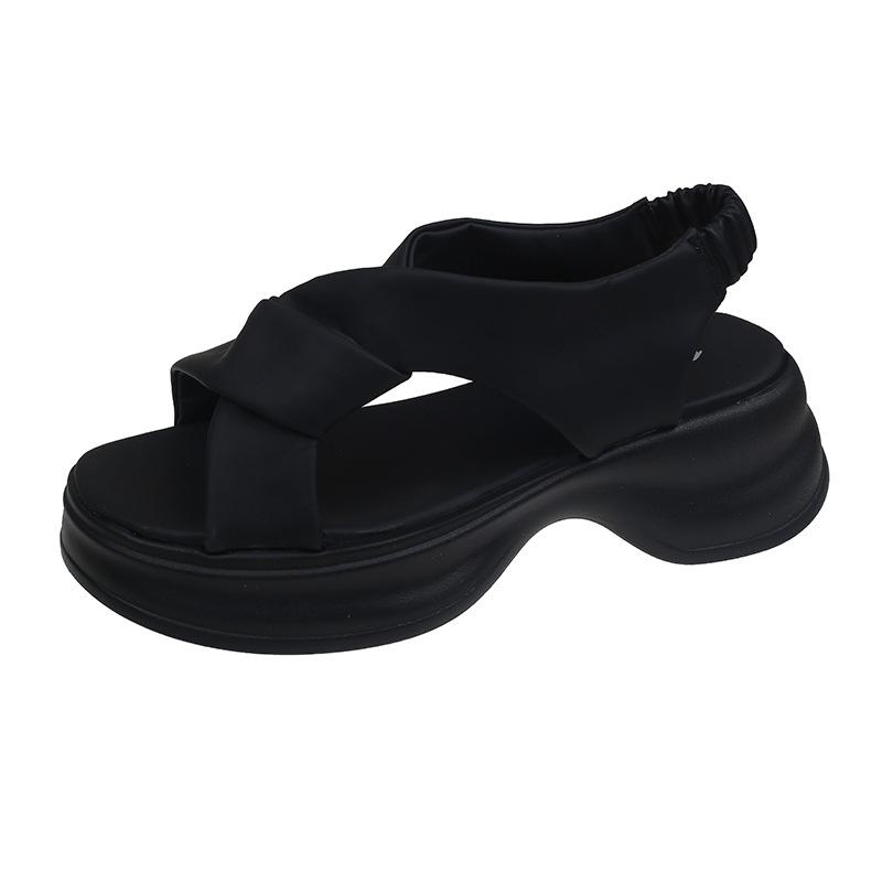 Fashion Women's New Summer 2025 Sport Cool Shoes Thick Bottom Comfortable Pregnant Women Wide Fat Feet European Style Rome Shoes