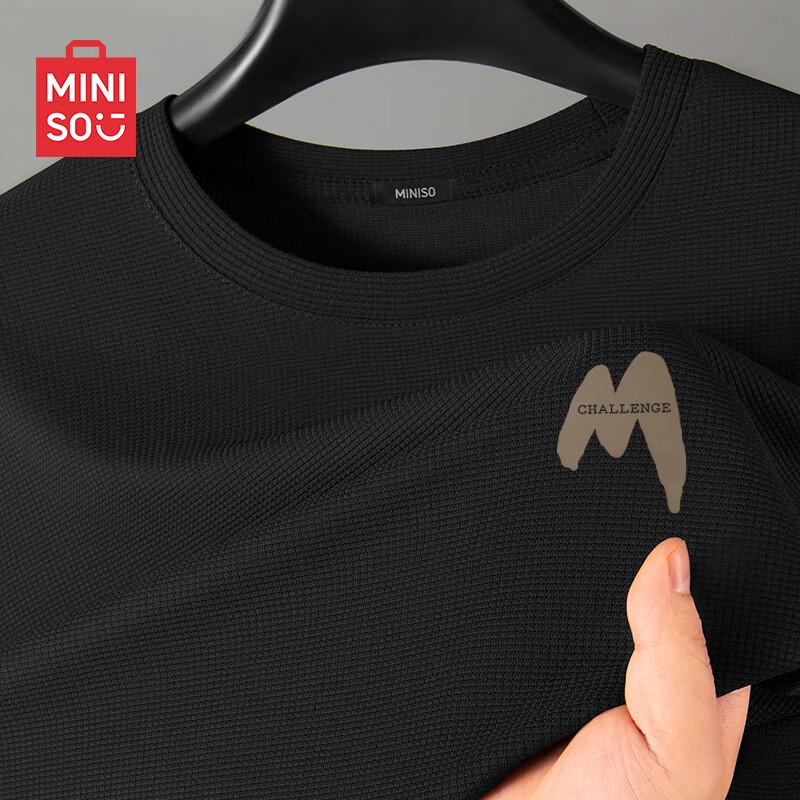 MINISO Men s Heavyweight Waffle Knit Long Sleeve T-shirt 3XL