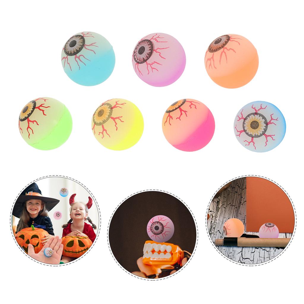 25Pcs 30mm Halloween Bouncy Balls Scary Eyeballs Party Trick Props Plastic Floating Bouncing Balls Party Favors Random Color