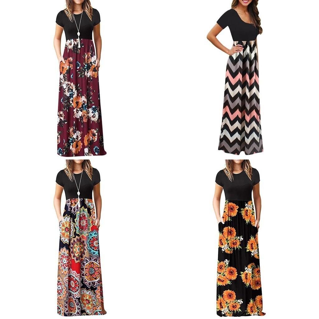 Stunning Abito Lungo Maxi Floreale Boho da Donna per Feste Cocktail ed Eventi Estivi