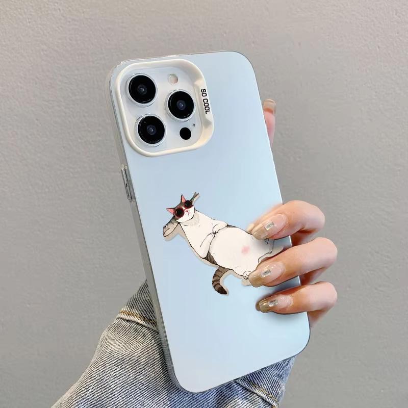 

Korean Style Painted Cute And Lazy Cartoon Cat Phone Case For Samsung Galaxy S26 S25 Ultra S24 S23 FE S22 S21 Plus S20 A55 Cover Galaxy S20 Ultra белый