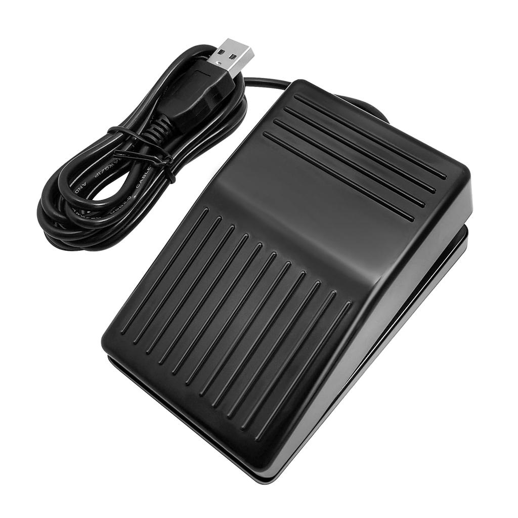 [Deep-Press Stripe Model] USB Foot Switch, Quiet, Built-in Memory, Programmable PC Foot Pedal with Shortcut Keys and Macro Settings for Gaming, DTM,