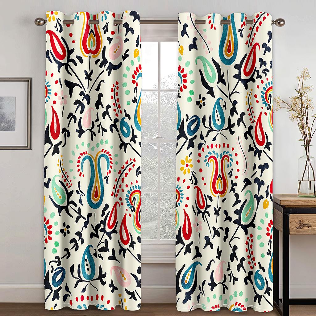 

Современные художественные шторы с изображением растений и листвы, цветочные, 2-панельные, европейский пасторальный стиль, фермерский стиль, гостиная, спальня, балкон, кухня, декор, шторы 50W130H(CM)X2PCS&Grommet Top