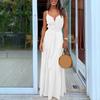 Fashion Women Summer Boho Sleeveless Strappy V-neck Bandage Party Beach Dress