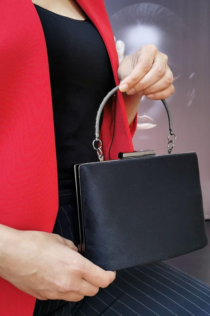 Γυναικεία κομψή και χρηστική τσάντα βραδινού φόρεμα υφασμάτινη μαύρη γυναικεία βραδινή τσάντα