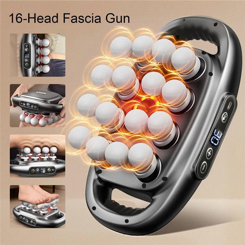 16-Heel Head Percussion Massager Gun Electric Deep Tissue Body Fitness Muscle Relaxation Tool For Back, Shoulders, Legs, Feet