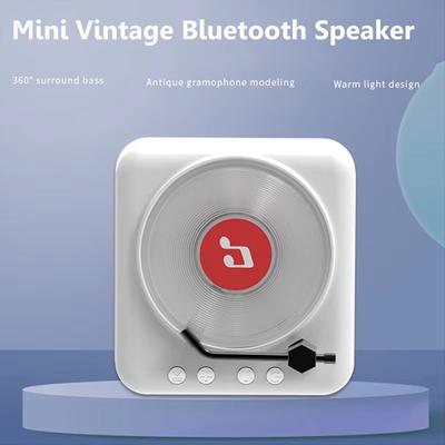 Retro Schallplatten Bluetooth-Lautsprecher Mini Vintage Surround-Sound Musikbox Kabelloses Freisprechtelefon MP3-Player CD-Player
