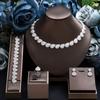 Stylish and Simple Zircon Necklace Earrings Set Copper Plated Party Banquet Popular Accessories Women