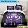 3pcs Custom Name Sacramento Basketball Logo Bedding Set Includes 1 Duvet Cover & 2 Pillowcases for All Seasons Dormitory Home Decor Christmas gifts