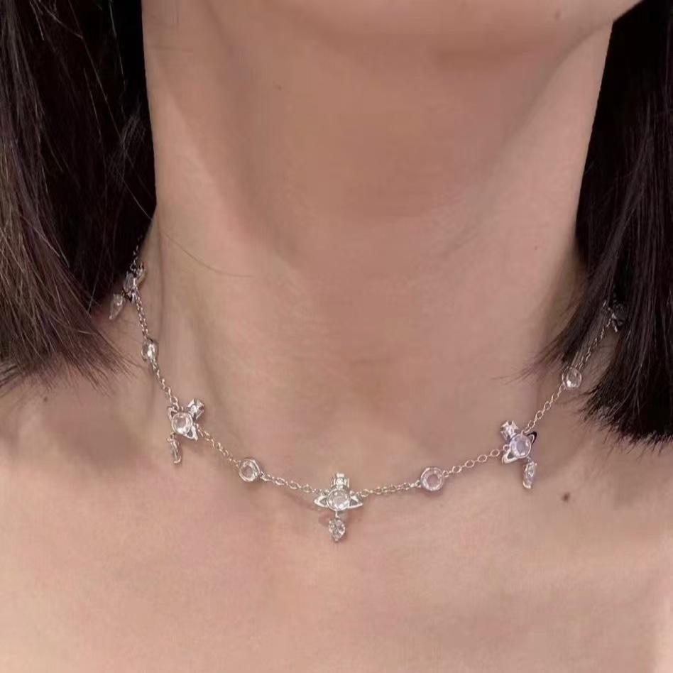 High-Edition Marquise-Cut Diamond Drop Necklace & Bracelet Set: Elegant Women's Light Luxury Fashion Clavicle Chain