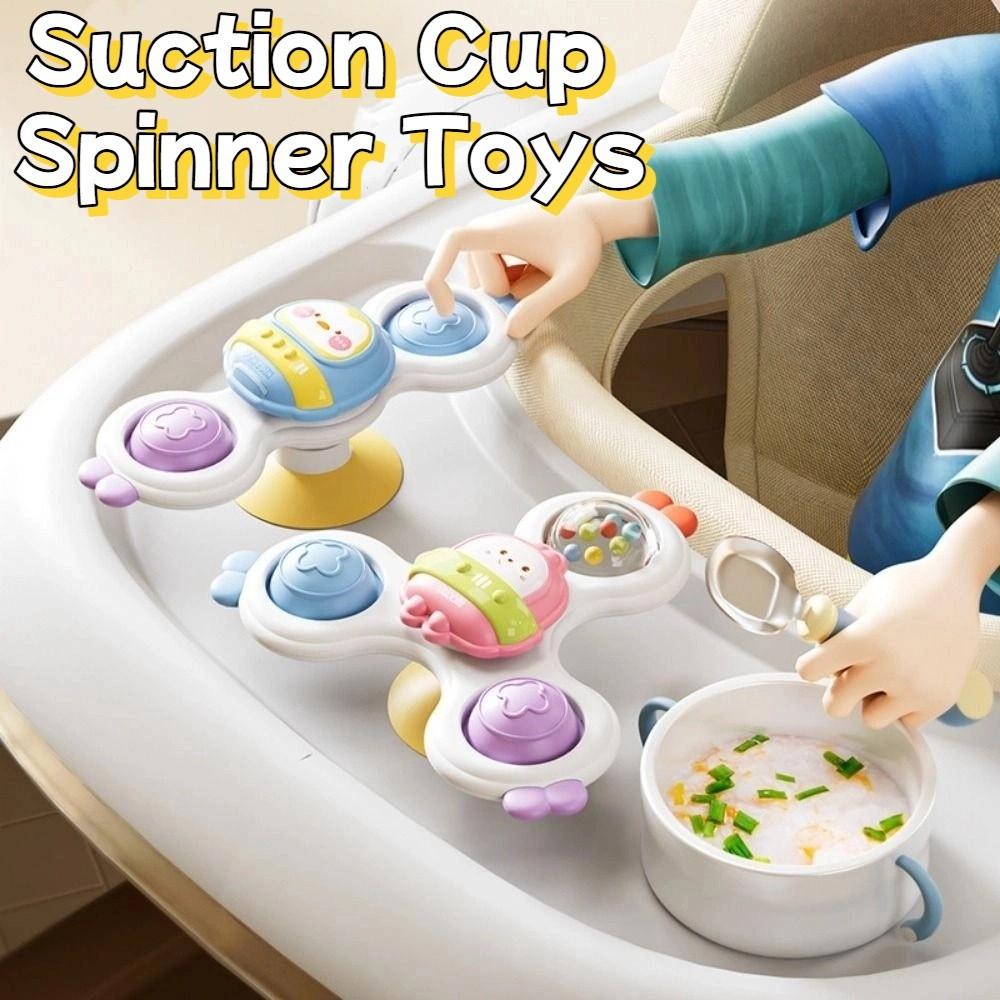 3Pcs/Set Rotating Rattle Suction Cup Spinner Toys Cartoon Animal Spinner Children Gift