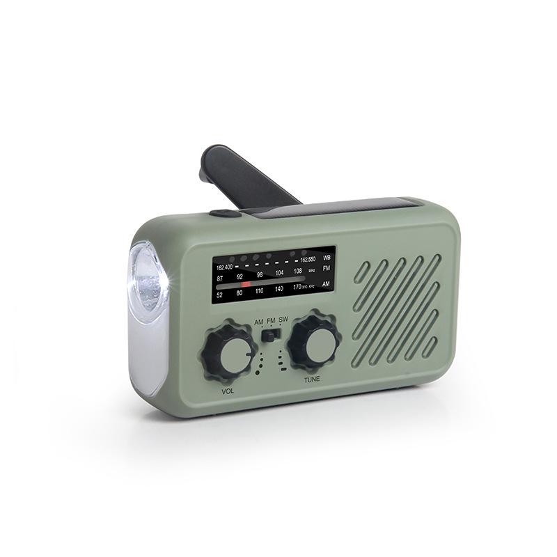 All-Hazard Solar-Powered Hand-Crank Emergency Radio & Flashlight with Dual-Channel Stereo