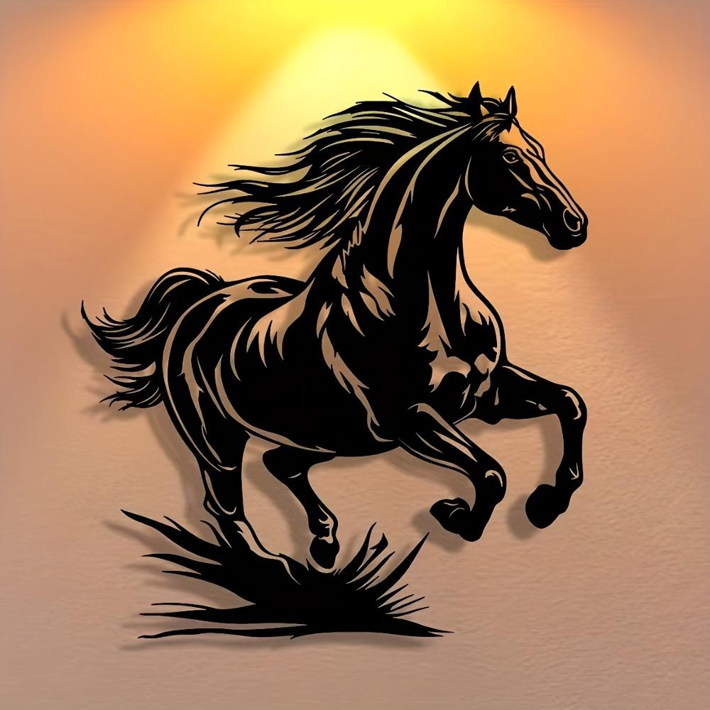 1pc Metal Wild Horse Wall Art, Minimalist Water Ripple Design for Home Office Patio Decor, Reusable Gift