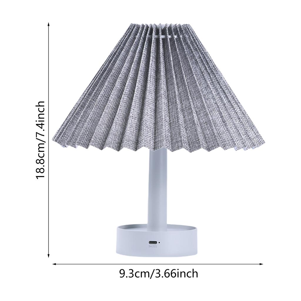 Pleated Shade Table Lamp in Warm Light Button Control for Bedrooms Offices and Living Rooms