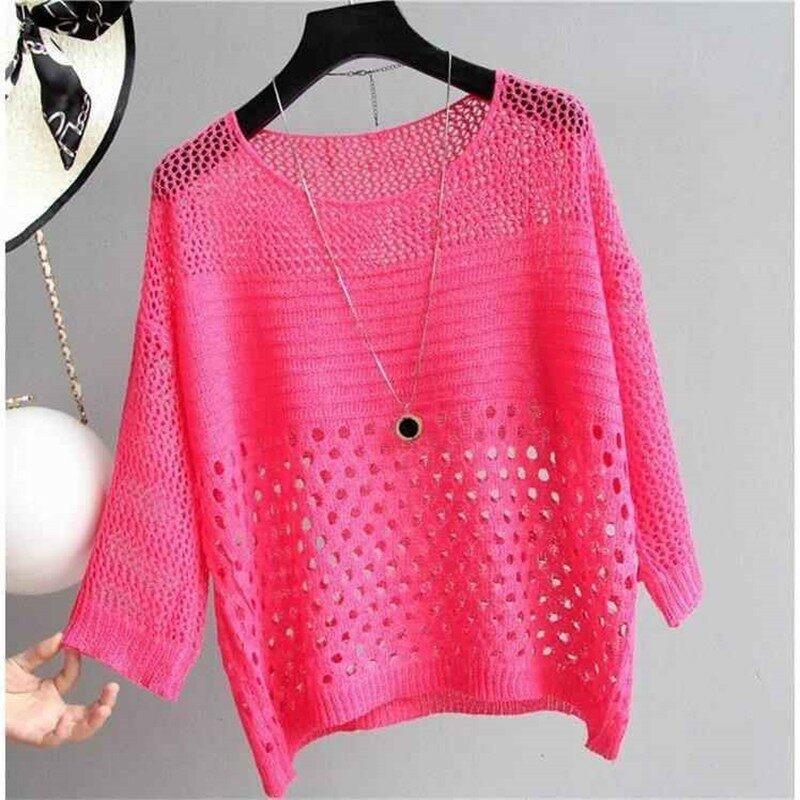 Fashion Ice Silk Women Knitted Vest Spring Summer Hollow Out Thin Bottoming Sling Streetwear Clothing Shirt