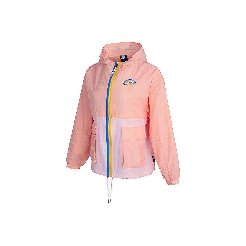 Nike Sportswear Icon Clash Embroidered Lightweight Woven Hooded Jacket Women Jackets Rave-Pink DJ5375-641