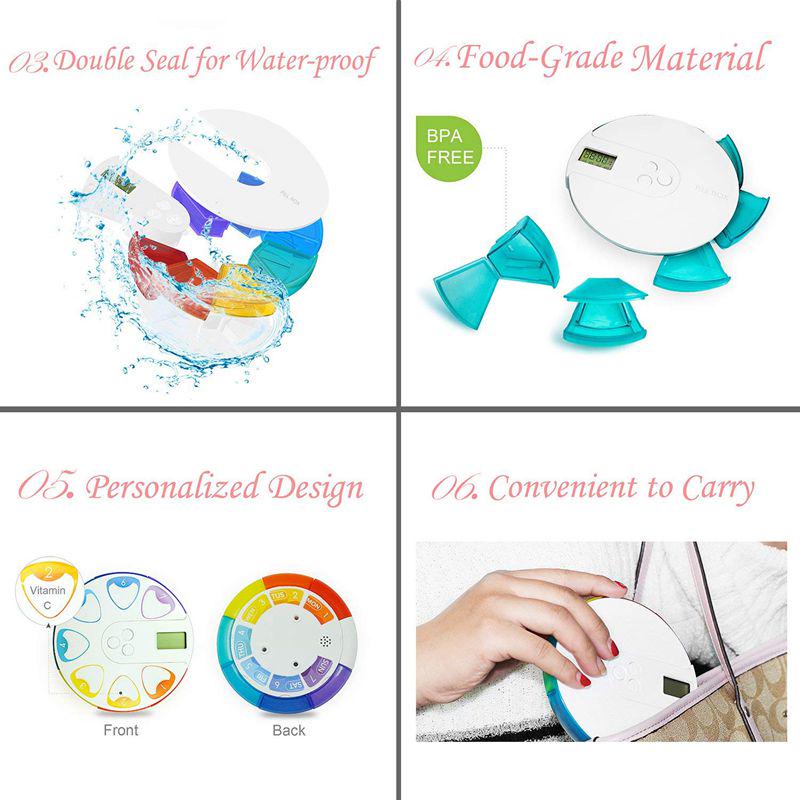 7 Günlük Hap Kutusu Alarm-DIY Dijital Küçük Cep Hap İlaç Hap Kutusu