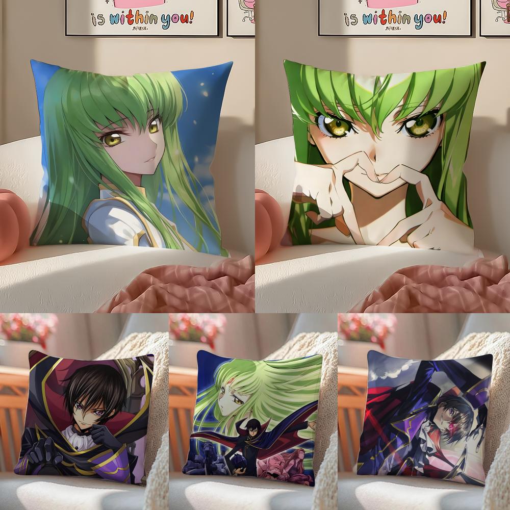 C-Code Geass H-Hangyaku No Lelouch Oudous Cushion Cover Pillowcase Short Plush Invisible Zipper Room Sofa Cushion Cover