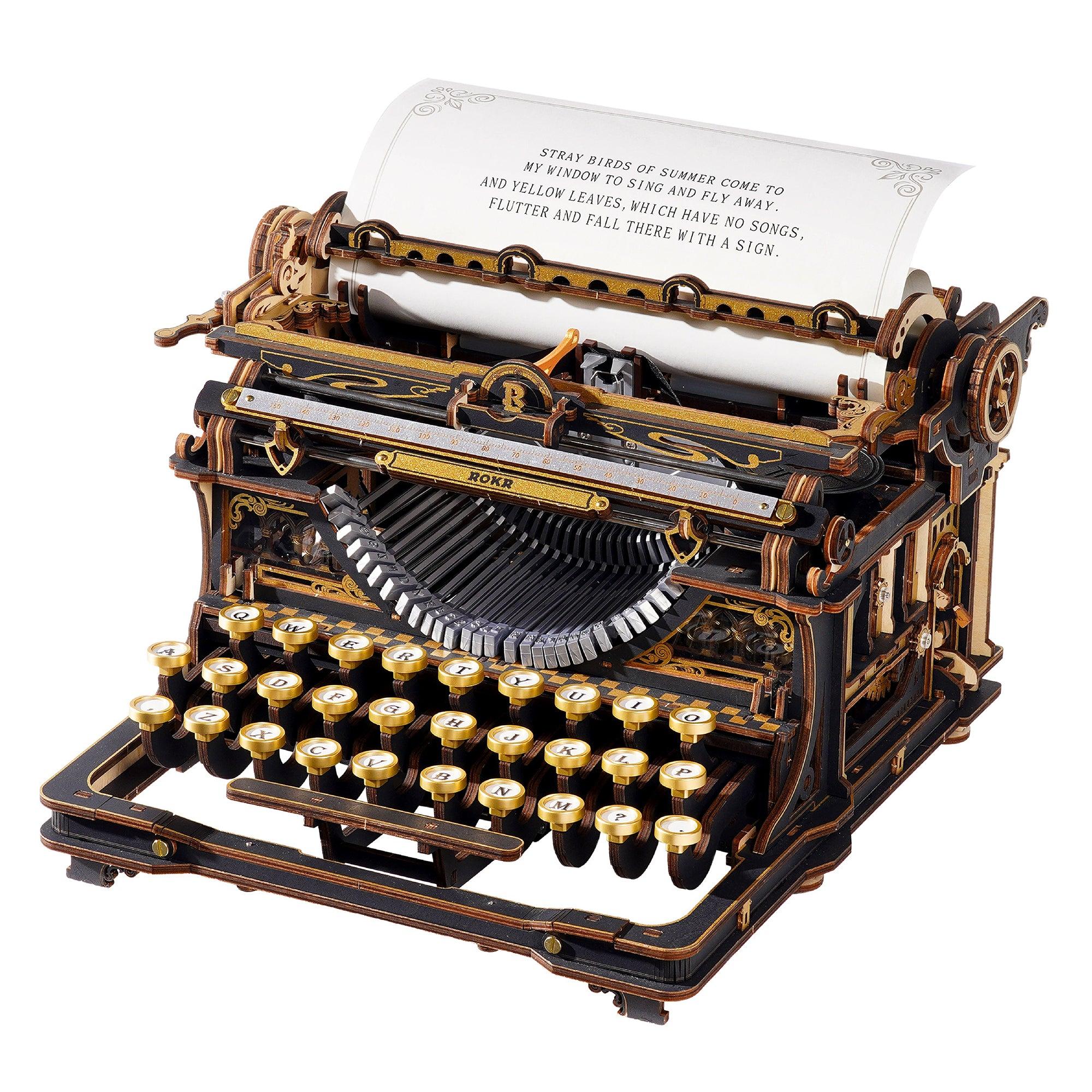 Robotime Rokr 3D Wooden Puzzle Mechanical Typewriter Wooden 3D Puzzle Lk703b (Classic Version)