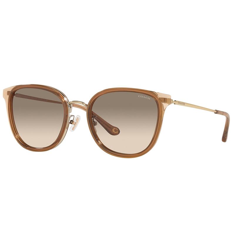Coach Logo Full Frame UV Protection Gradient Metal Butterfly Sunglasses Unisex sunglasses Brown 0HC713556541354 Eyeglass Case+Eyeglass Cloth,54,Brown