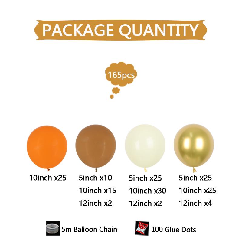 

165Pcs Thanksgiving Orange Retro Apricot Balloon Arches Wreath Wedding Birthday Party Anniversary On site Decor Room Decor As Picture