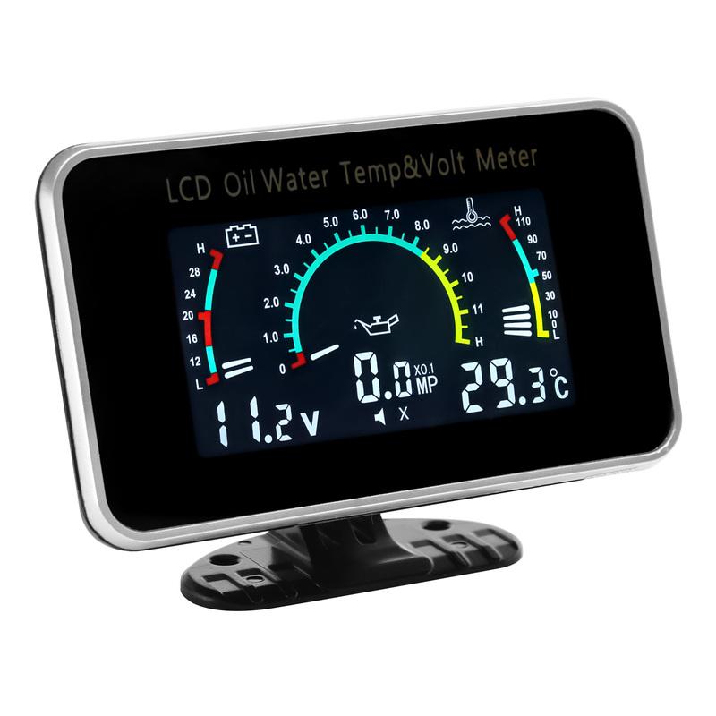 2026 Mulitifunctional LCD Gauge 3 IN 1 Oil Temperature+Water Temperature+Voltmeter with Sensor 1/8NPT for Auto Car Truck 12V24V
