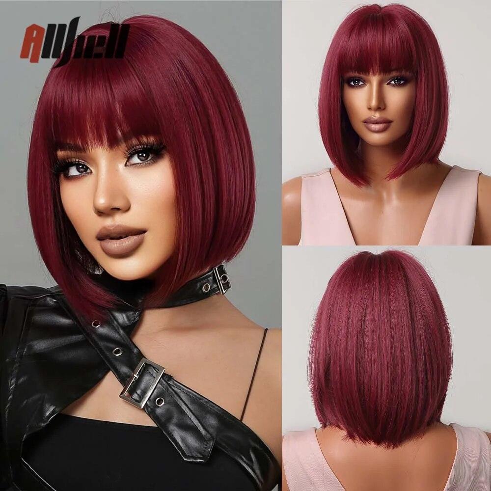 Shoulder Long Copper Ginger Wig Orange Synthetic Water Wave Wigs for Women Heat Resistant Daily Halloween Cosplay Wig with Bangs