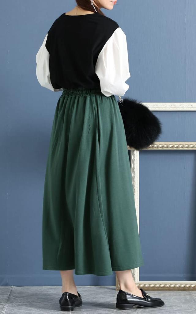 Gold Japan Plus Size Warm Long Sizes Green Women's Skirt, Fleece-Lined Skirt, SW-0494, LL-3L,