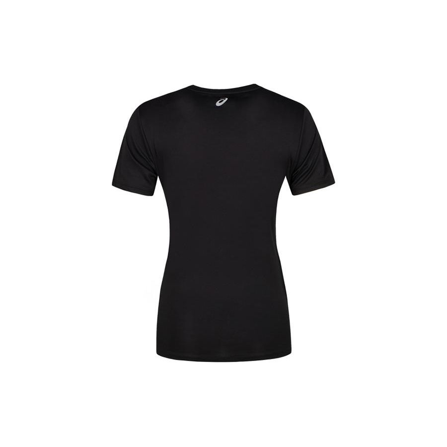 Asics Logo Print Pullover Round Neck Moisture Wicking Quick Dry Short Sleeve T-Shirt Women T-Shirt Black 2012C962-001
