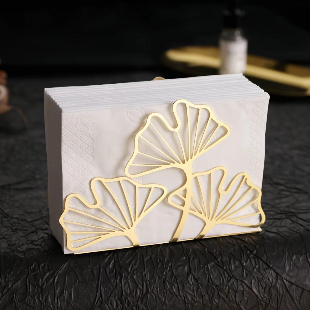 Simple Ginkgo Leaf Napkin Holder High-end Iron Tissue Rack Metal Tissue Holder  Kitchen Accessory