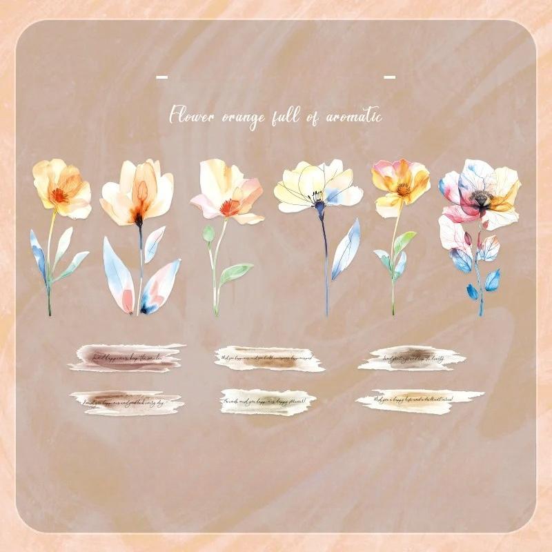 12 listů INS Rostlina Květina Scrapbookingové materiály PET Samolepkový balíček Junk Journal Koláž Dekorativní Estetické Papírnictví Samolepky