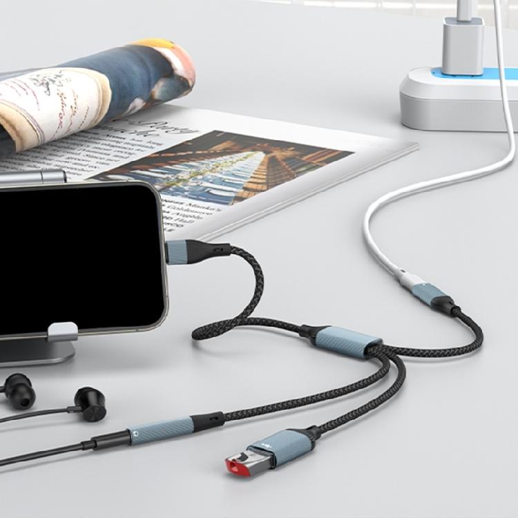 USB Type C 3 In 1 Expansion Cable 3.5mm Sound PD60W Fast Charging OTG Data Cable for Notebook and Tablets