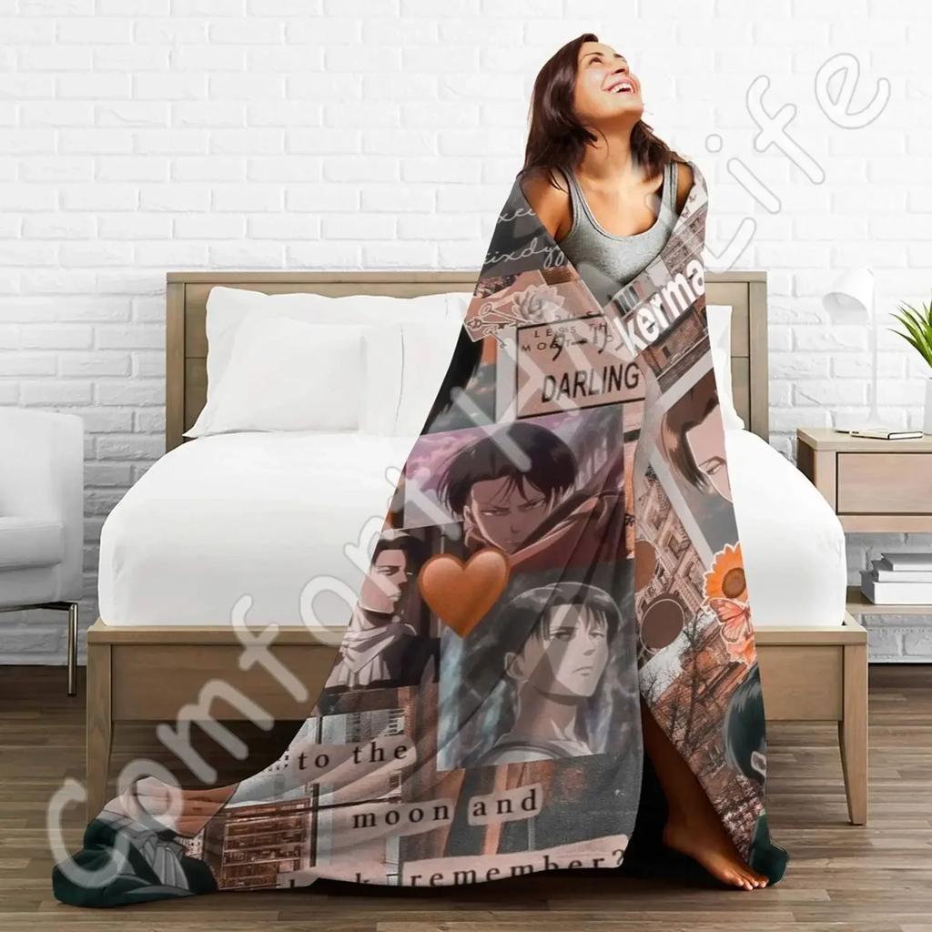 Levi Ackerman Blanket Ultra-Soft Lightweight Flannel Fleece Modern Throw Blanket for Home Office Travel 80X60 Inches Bed Spread