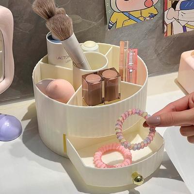 Neue Kosmetikaufbewahrungsbox mit großer Kapazität, Fach, multifunktionaler Schreibtisch-Organizer mit Schublade, Display-Halter, Kosmetikpinsel